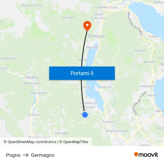 Pogno to Germagno map
