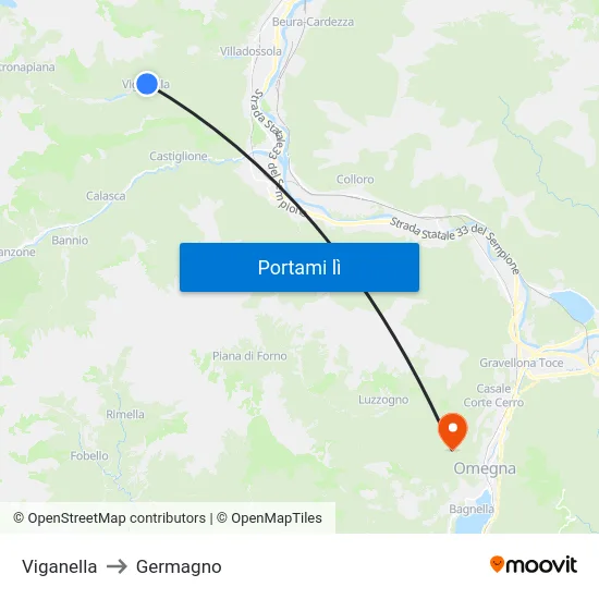 Viganella to Germagno map