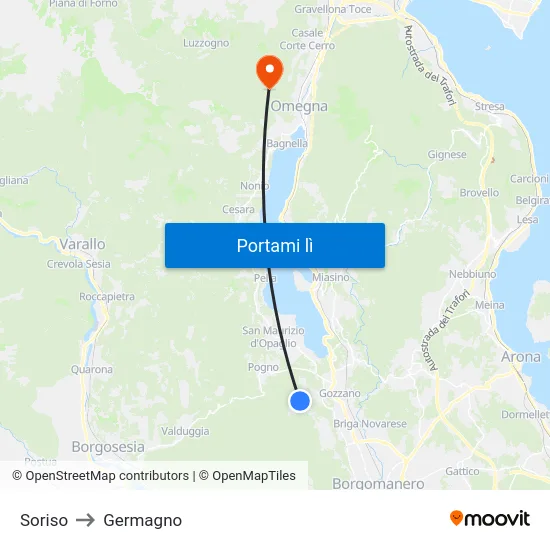 Soriso to Germagno map