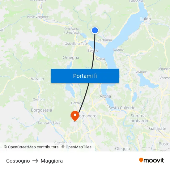 Cossogno to Maggiora map