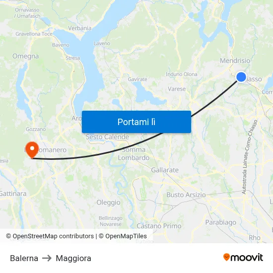 Balerna to Maggiora map