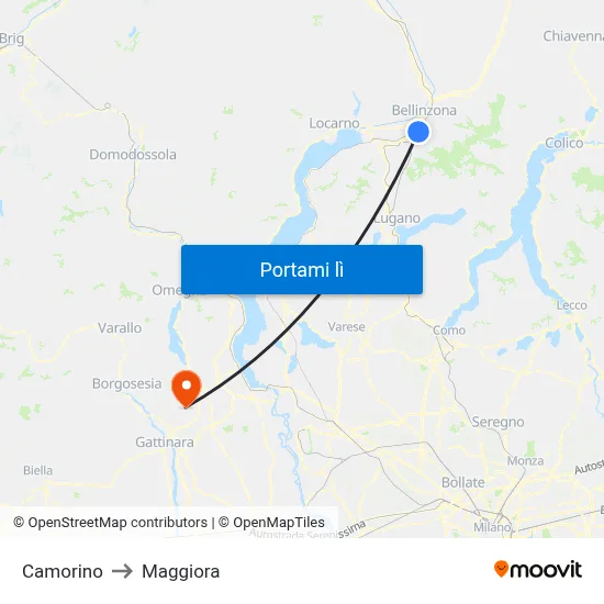 Camorino to Maggiora map