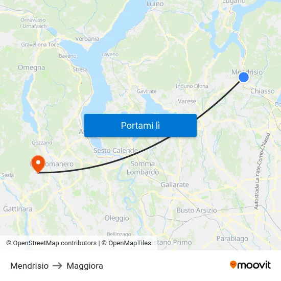 Mendrisio to Maggiora map