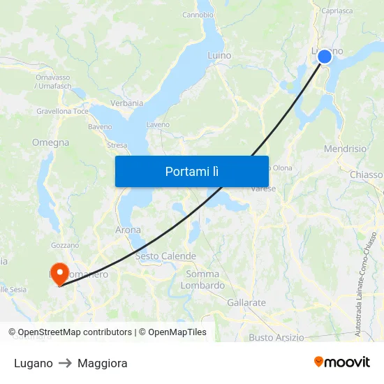 Lugano to Maggiora map