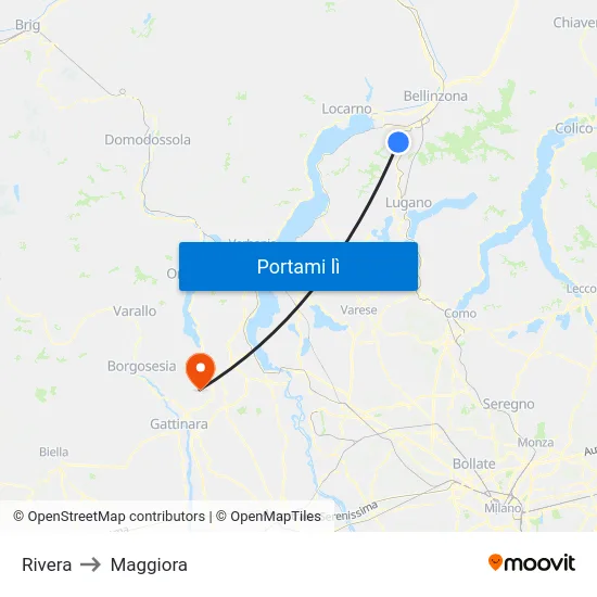 Rivera to Maggiora map