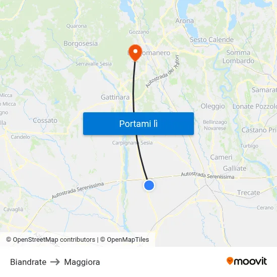 Biandrate to Maggiora map