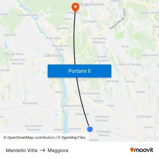 Mandello Vitta to Maggiora map