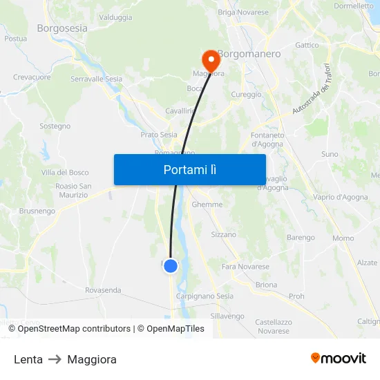 Lenta to Maggiora map