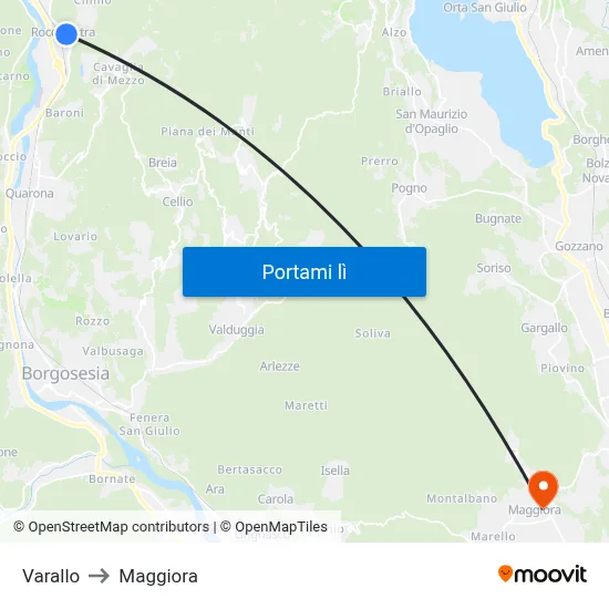 Varallo to Maggiora map