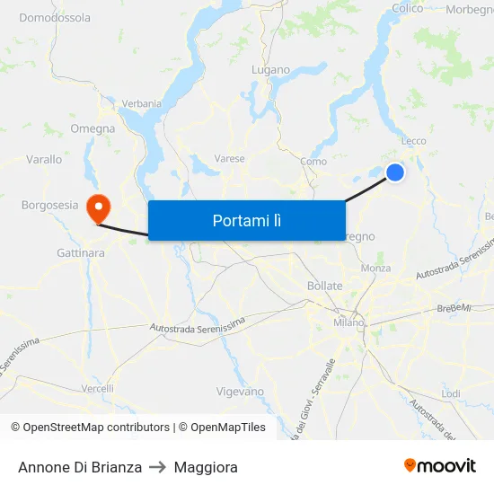 Annone Di Brianza to Maggiora map