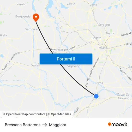 Bressana Bottarone to Maggiora map
