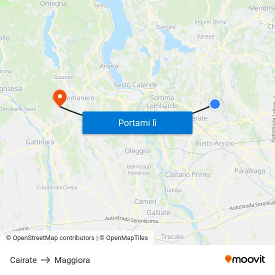 Cairate to Maggiora map