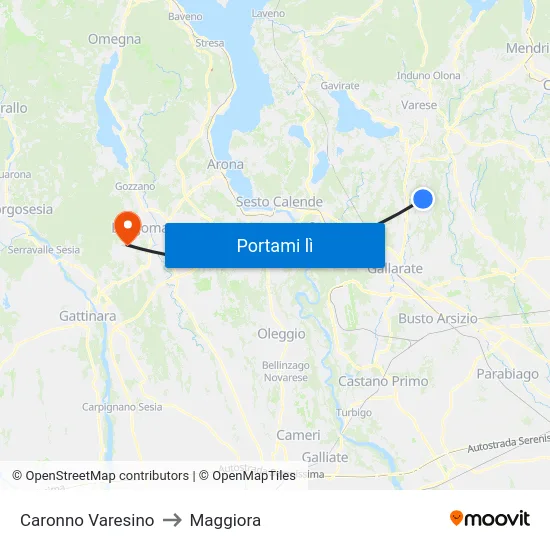 Caronno Varesino to Maggiora map