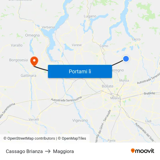 Cassago Brianza to Maggiora map