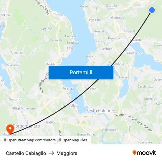 Castello Cabiaglio to Maggiora map