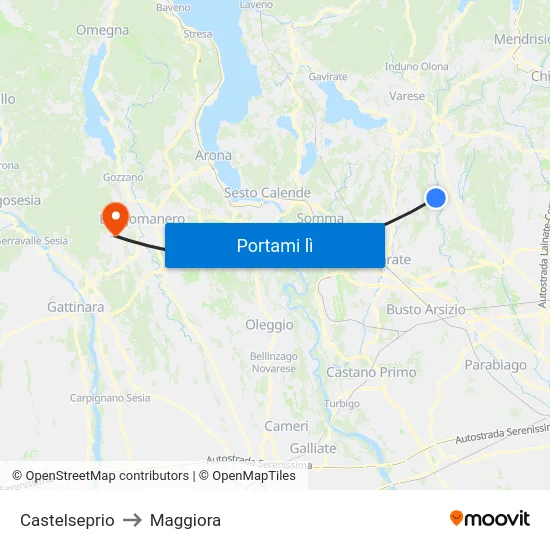 Castelseprio to Maggiora map
