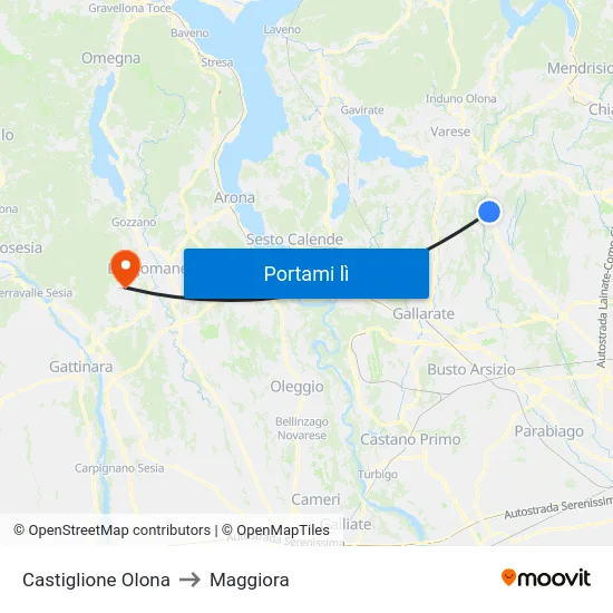 Castiglione Olona to Maggiora map