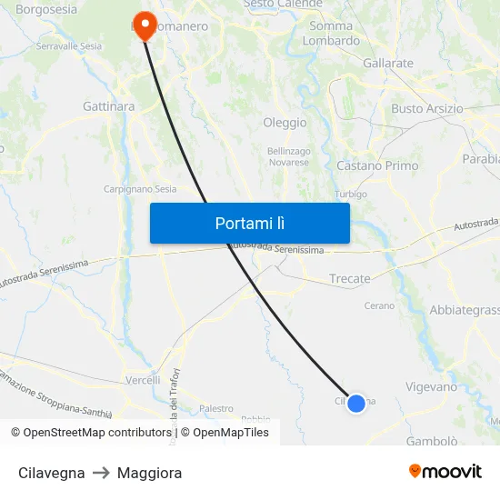 Cilavegna to Maggiora map