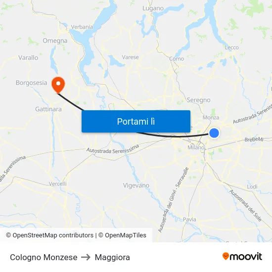 Cologno Monzese to Maggiora map