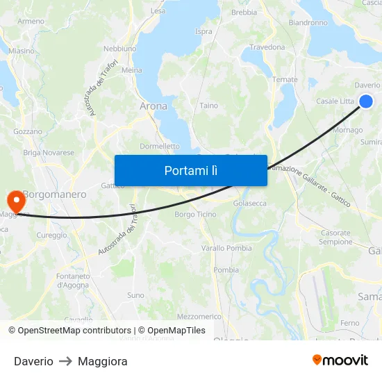 Daverio to Maggiora map
