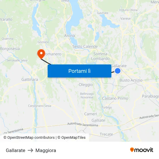 Gallarate to Maggiora map