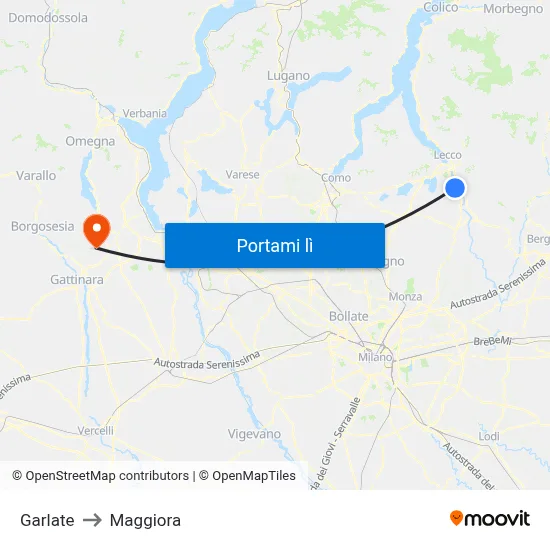 Garlate to Maggiora map