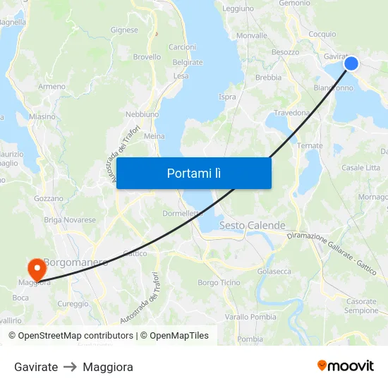 Gavirate to Maggiora map