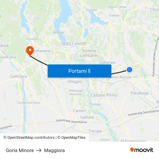 Gorla Minore to Maggiora map