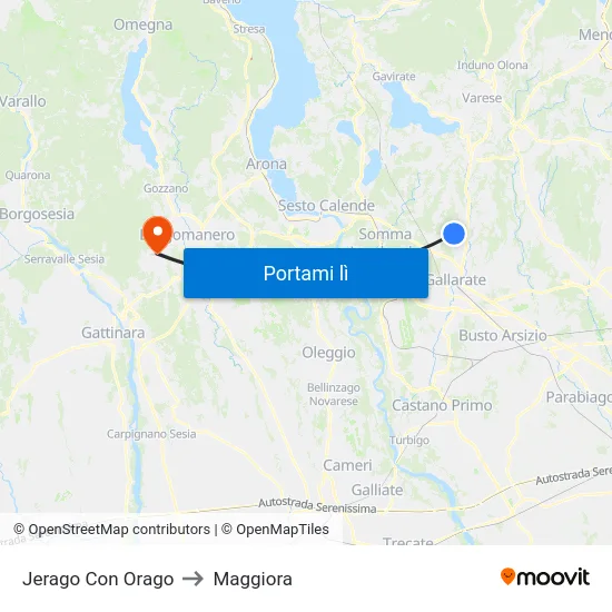 Jerago Con Orago to Maggiora map