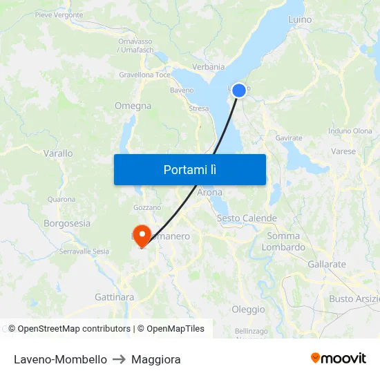 Laveno-Mombello to Maggiora map
