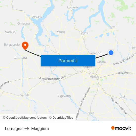 Lomagna to Maggiora map