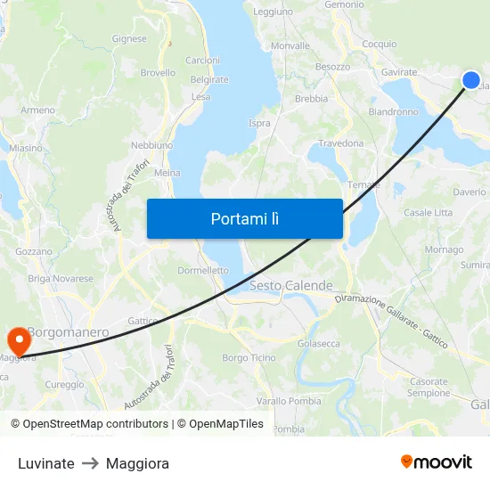 Luvinate to Maggiora map