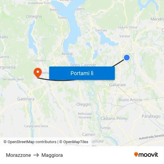 Morazzone to Maggiora map
