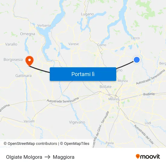 Olgiate Molgora to Maggiora map