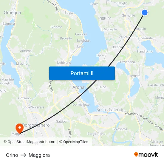 Orino to Maggiora map