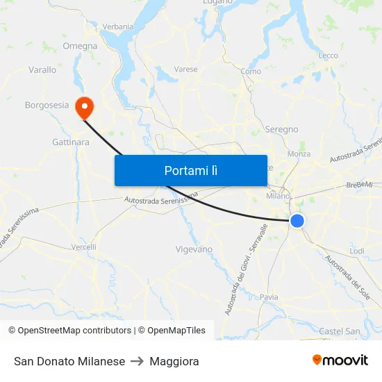 San Donato Milanese to Maggiora map
