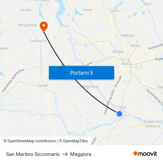 San Martino Siccomario to Maggiora map