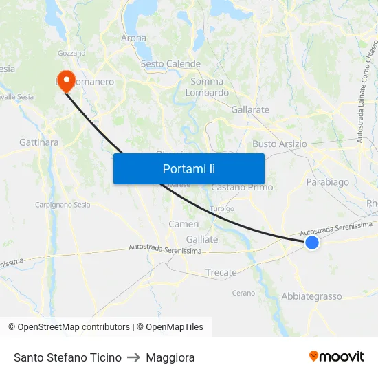 Santo Stefano Ticino to Maggiora map