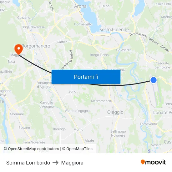 Somma Lombardo to Maggiora map