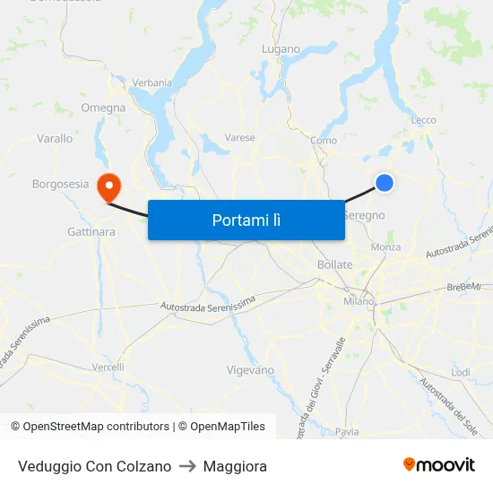 Veduggio Con Colzano to Maggiora map