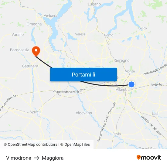 Vimodrone to Maggiora map