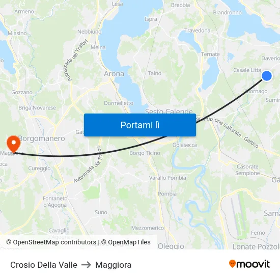 Crosio Della Valle to Maggiora map