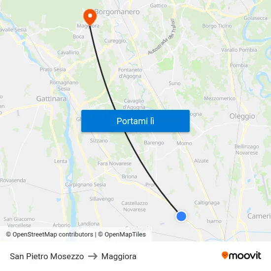 San Pietro Mosezzo to Maggiora map