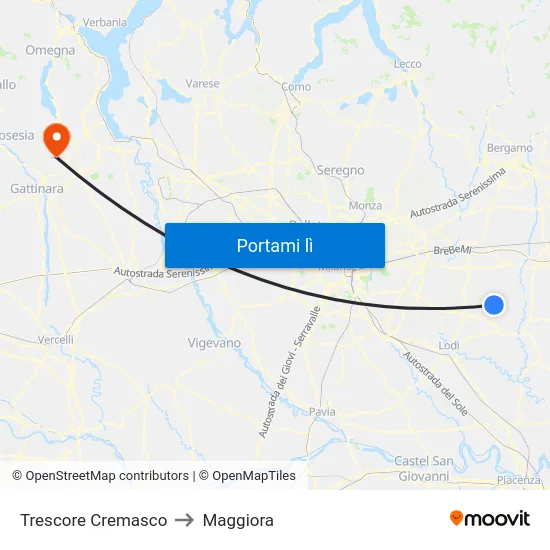 Trescore Cremasco to Maggiora map