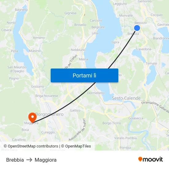 Brebbia to Maggiora map