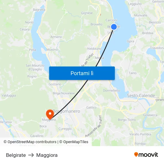 Belgirate to Maggiora map