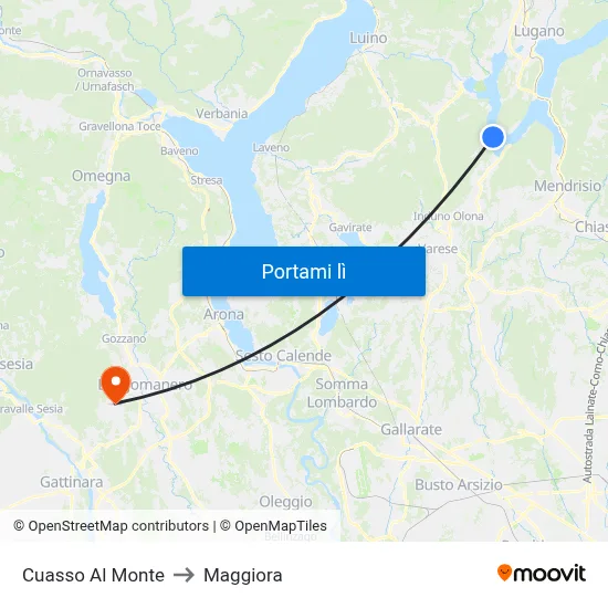 Cuasso Al Monte to Maggiora map