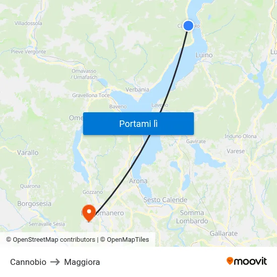 Cannobio to Maggiora map