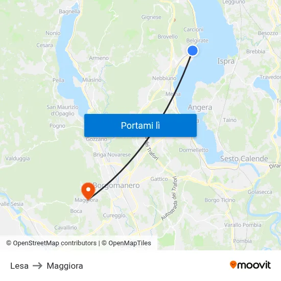 Lesa to Maggiora map
