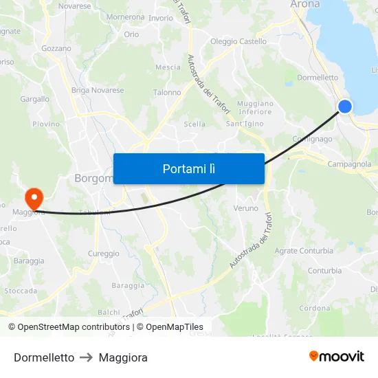 Dormelletto to Maggiora map